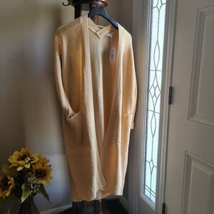 Chic Yellow/Beige Cardigan with Pockets 42"